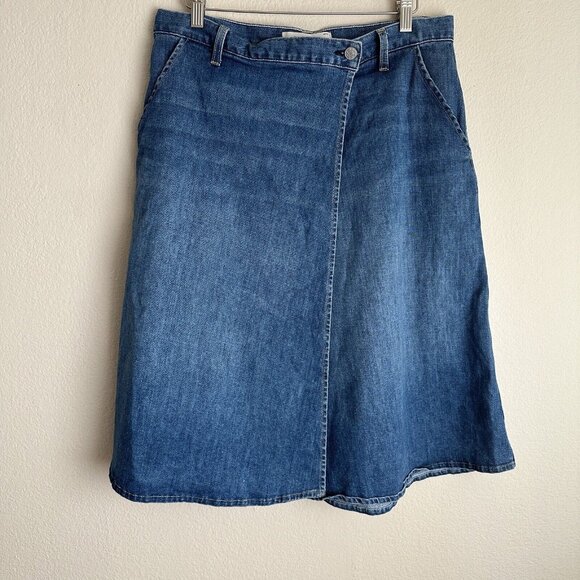 AMO Blue Knee-Length A-Line Skirt - Picture 1 of 6